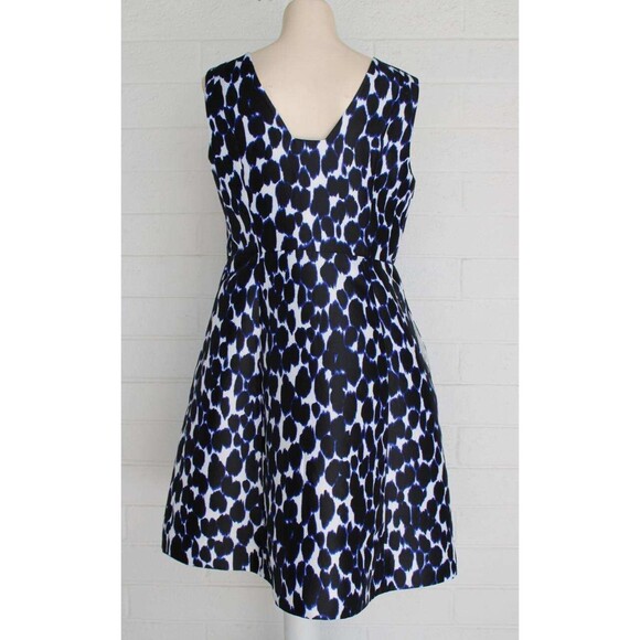 Kate Spade New York Blue Black Leopard Print 12 Fit & Flare Side Pockets Dress - Picture 3 of 8